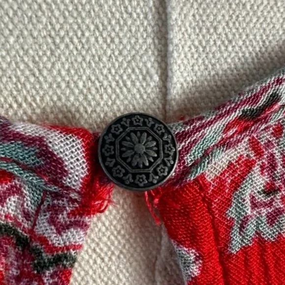 American Eagle Outfitters Red Boho High Neck Shift Dress Pockets Coastal Cowgirl - Picture 5 of 9